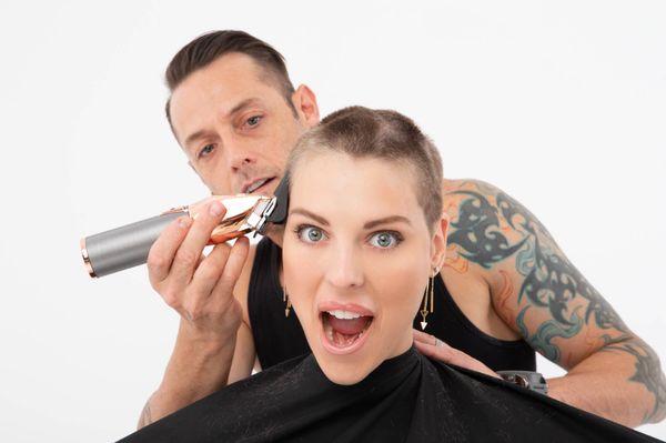 Lauren's husband Jackson, an amazing barber, helped her perfect her new buzz cut.