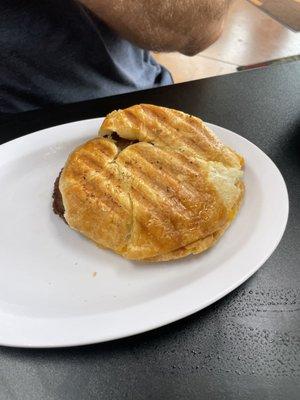 Crossaint panini breakfast sandwich