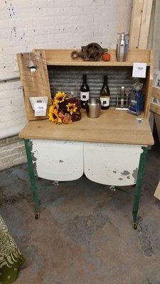 Antique wash bins repurposed into a bar made by Scott!