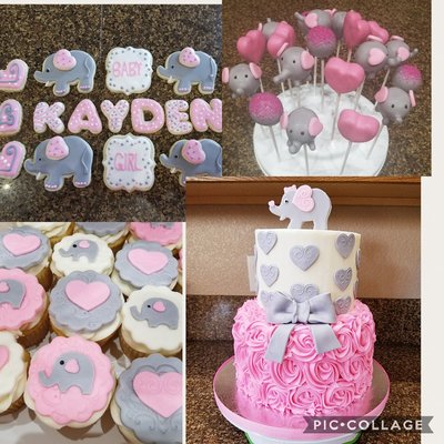 Baby girl elephant themed treats