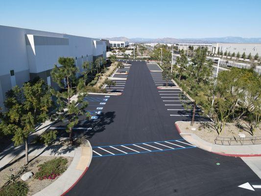 Asphalt seal coat parking lot