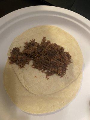 All meat Barbacoa on corn tortilla