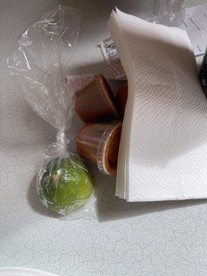 Salsa, lime & napkins