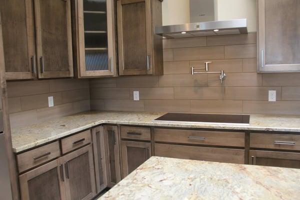 Typhoon Bordeau Granite with Wood tile splash