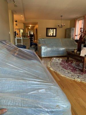 Wrap up the couches to avoid damage!