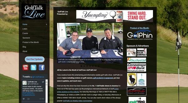 WordPress customized website design for Award Winning Golf Radio Show