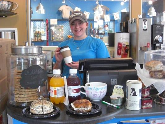 Serving a cup of coffee