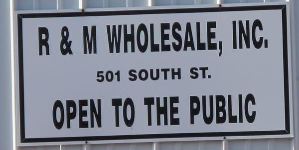 R&M Wholesale, detail of sign.