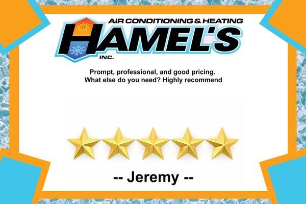 5-star HVAC Review from google reviews