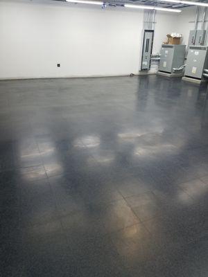 Waxed tiled flooring