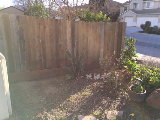 Fence install after the storm blew the old one down