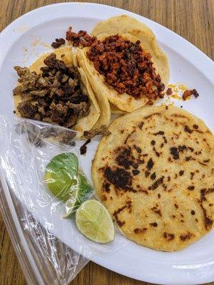 Steak taco, sausage taco, bean and cheese pupusa - lifewithhanny