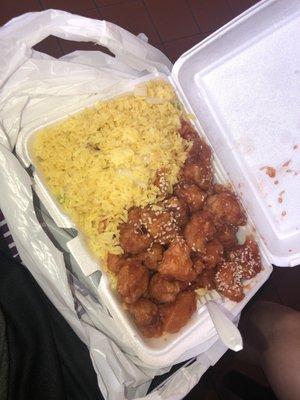 Sesame Chicken with fried rice