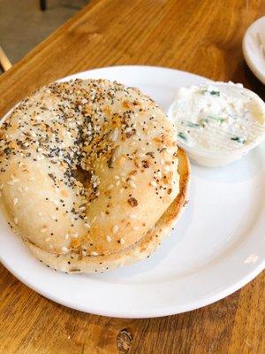 Everything Bialy with Chive Cream Cheese