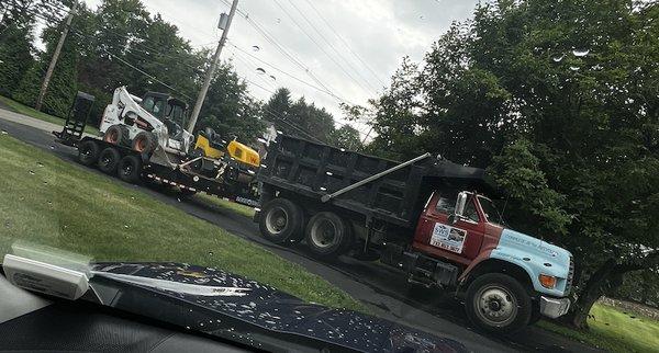 truck and trailer left blocking driveway for 6 days (4 day job) .none of this equipment used for the job.