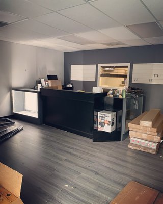 Our customer desk is coming along..