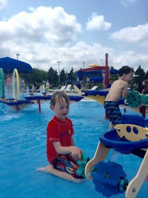 Fun for kids of all ages! Four connected areas for toddler play, swimming, diving and sliding.