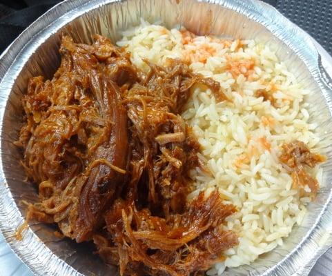 Pulled pork & rice lunch special, at Cafe on Temple in New Haven, CT.