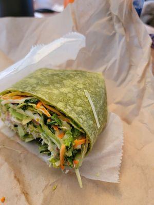 Half of a veggie power wrap (other half was devoured before I thought of taking a photo). Didn't expect to enjoy it as much as I did!