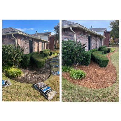 Mulch job before and after