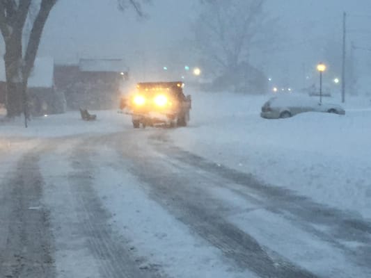 Keeping the parking lot clean during the snow storm