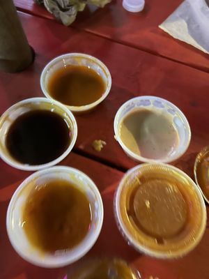 4 Sauces; BBQ Chipotle; Mango Habanero; honey mustard; Bacon Boss Sauce