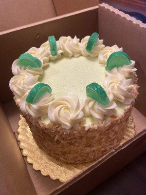 Key lime coconut torte