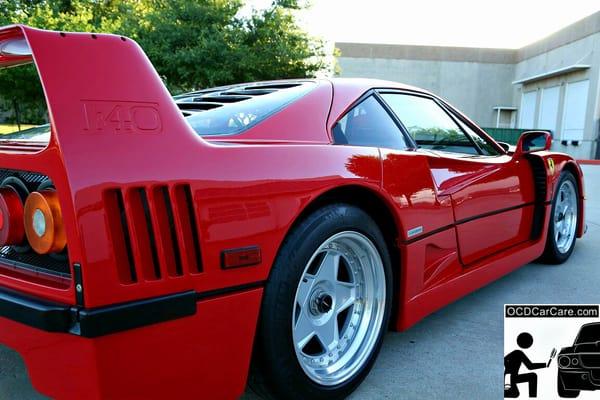 OCDCarCare.com - Finished 1994 Ferrari F40 Basks in the warm glow of the Dallas, Tx Sunset.