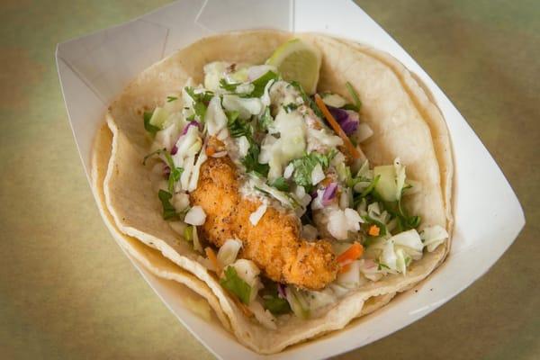 #10 FRIED CHICKEN TACO: Crispy chicken with jalapeno ranch, slaw and cilantro.