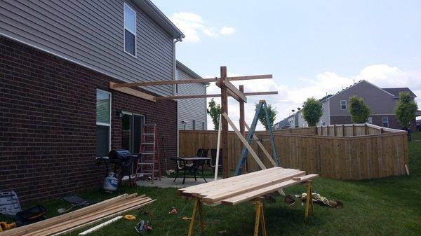 Beginning of pergola installation