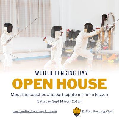 We are celebrating World Fencing Day with an Open House! We are excited to see you!