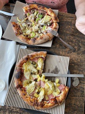 Two small personalized pizzas