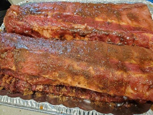 Preparing Pork Ribs for a babyshower event.