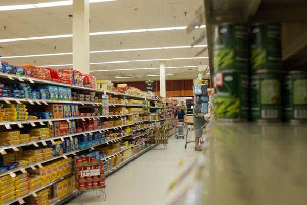 Well-stocked aisle before 8am on March 21