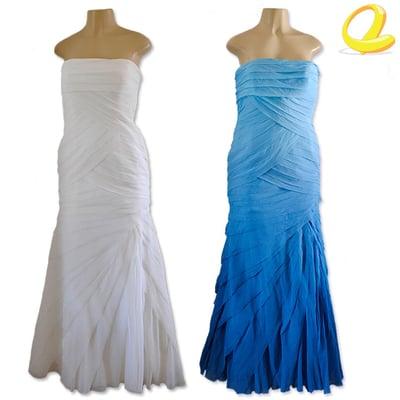 blue ombre wedding gown, polyester, www.AlteriaOnline.com