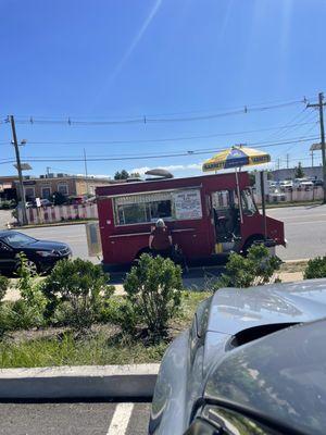 The old red truck, it's still there.