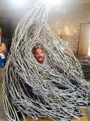 Owen William Flowstar Fritts and his nest sculpture