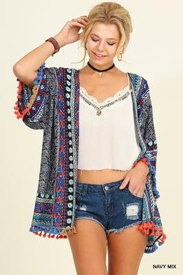 Denim like kimono S/M, M/L