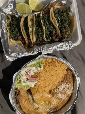 Steak tacos and quesabirria