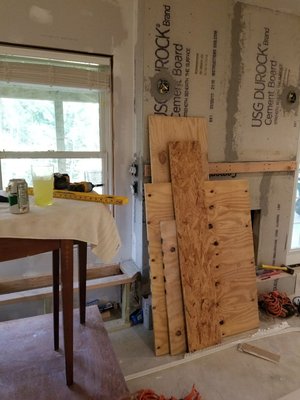 During basement finishing, fireplace install.