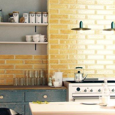 Raku™ glazed ceramic tile in Mustard