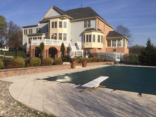 Pool deck and sitting wall