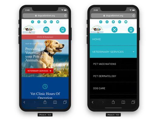 Veterinary website design for my business - mobile version