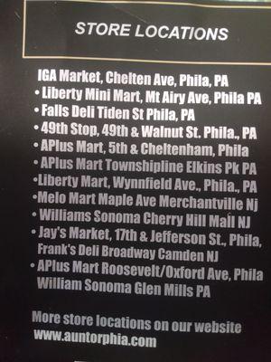 We're Sold in various Phila/ NJ Stores and Ship Nationwide.