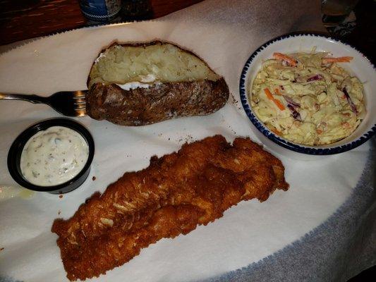 Fish and chips. Substituted fries for a baked potato