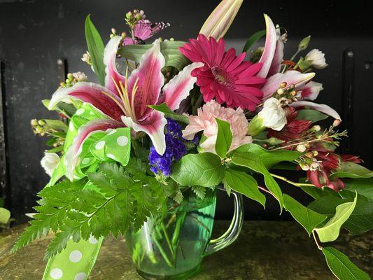 Selection of fresh arrangements each day.