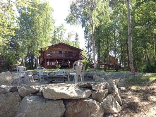 Beautiful lakefront lodging.  Large log home and 3 cabins all lake front and only 2 miles from downtown Soldotna and Kenai River