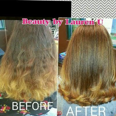 Color correction, deep condition, and long layered cut!