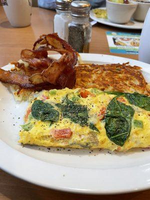 Very Veggie Omelette and 3 Slow-Smoked Bacon