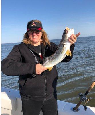 Kristine with her Weakfish